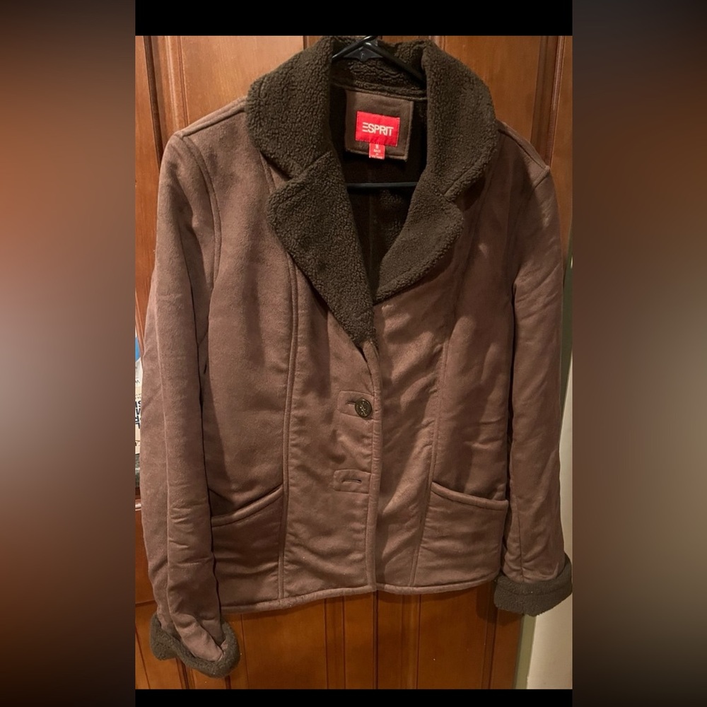 Esprit faux suede and fur jacket coat